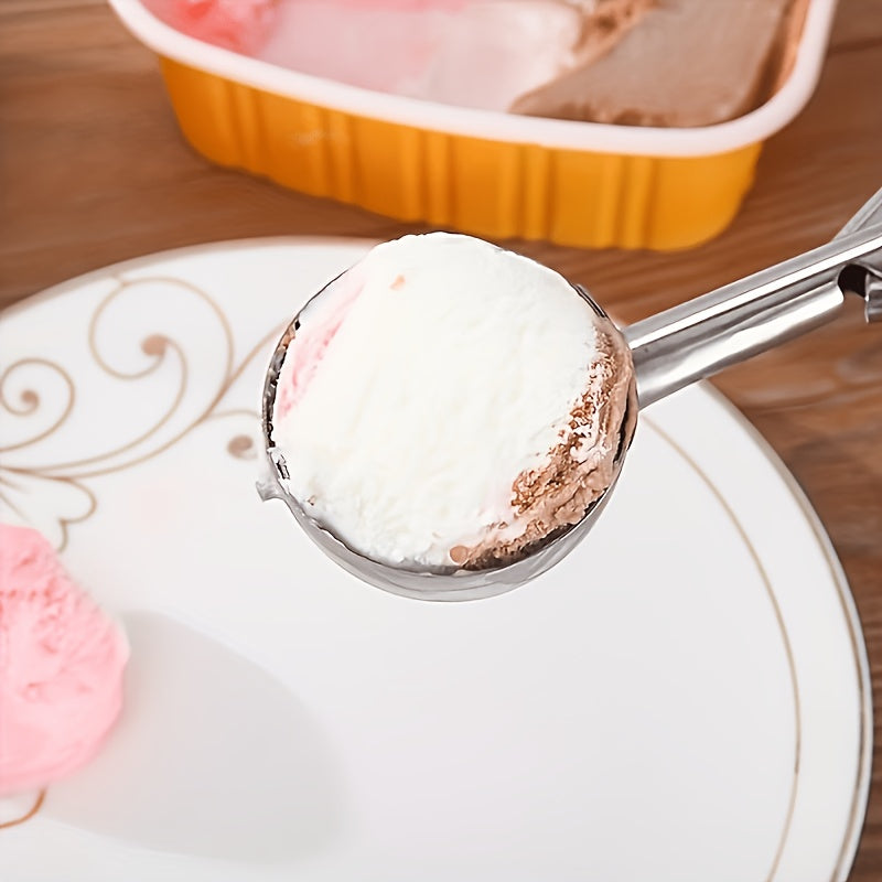3pcs Stainless Steel Ice Cream Scoop Set Triggered Cookie Scoop Fruit Watermelon Scoop 1/2/3 Tbsp, Dishwasher Safe Baking Tools for DIY Ice Cream Cookie Dough Dessert Restaurants