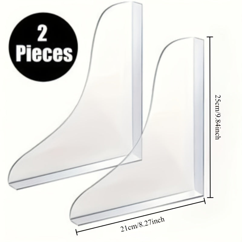 Curved Acrylic Splash Guards for Bathtub & Sink - 2pcs Transparent Waterproof Bathroom Splash Protectors, Tool-Free Adhesive, No Drilling Required, Heavy-Duty Durable Design