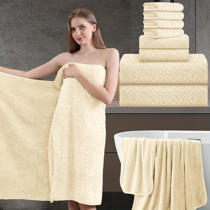 700GSM Bath Towel Set 8 Pack – Ultra-Soft Thick Extra Large Highly Absorbent Quick Dry Towels, Includes 2 Oversized Bath Towels, 2 Hand Towels & 4 Washcloths for Bathroom, Hotel, Gym & Spa