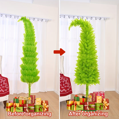 Artificial Christmas Tree 6 Foot with String Lights, Tree Skirt, Christmas Balls & Stand - Bendable Full Xmas Tree Set for Home, Shop Window & Party Decorations, Unique Holiday Decor Indoor Display