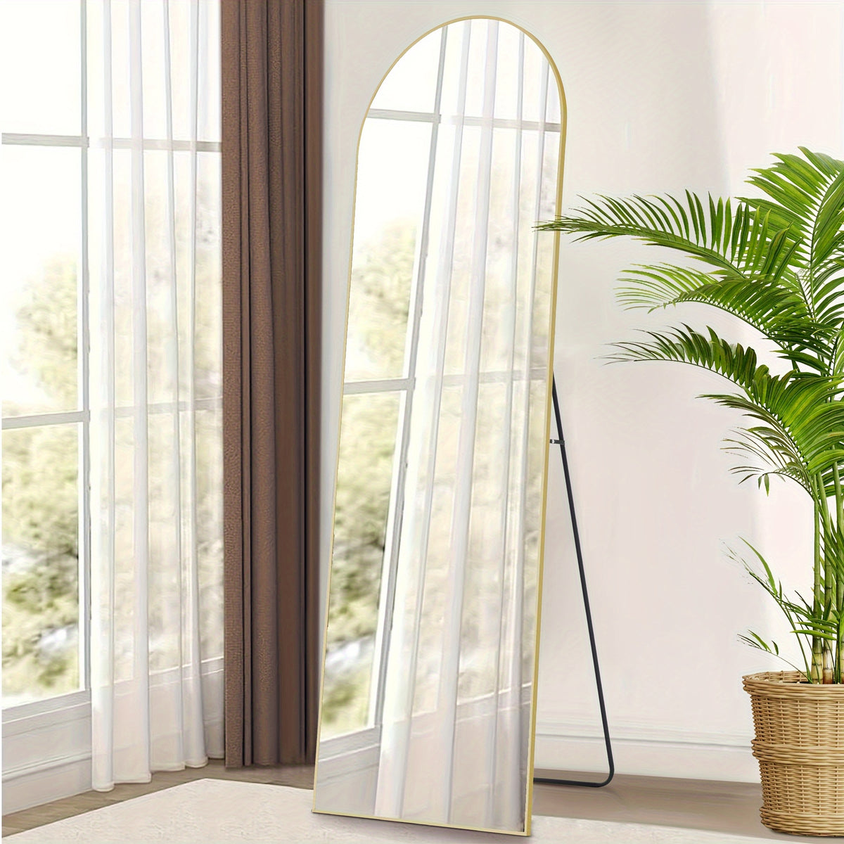 Arched Full Length Mirror | Full Body Standing, Leaning & Wall-Mounted Mirror | Modern Tall Floor Mirror for Living Room, Bedroom & Dressing Room