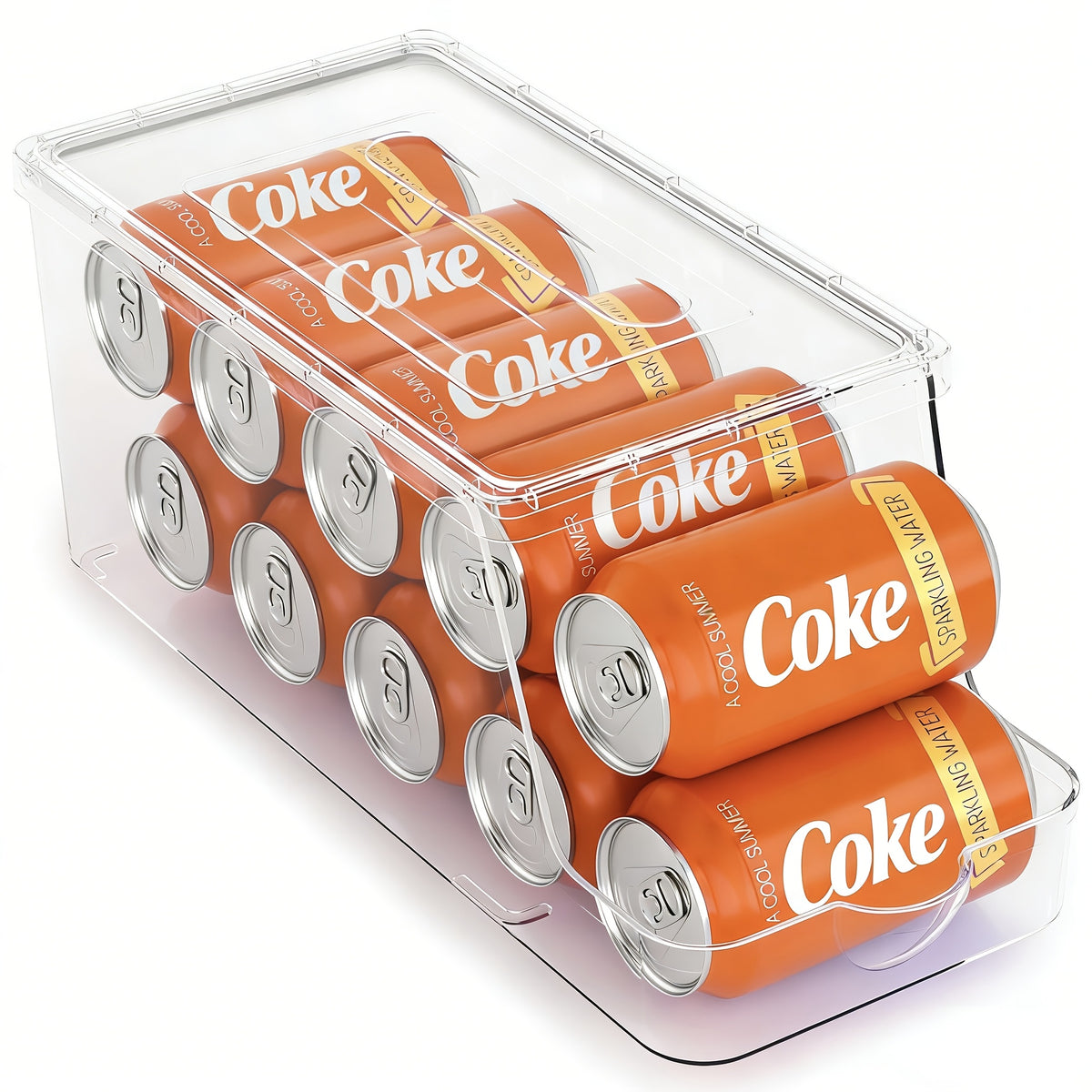 Stackable Soda Can Organizer for Refrigerator – BPA-Free Clear Can Holder Dispenser with Lid for Fridge Pantry Freezer, Holds 9 Cans Each