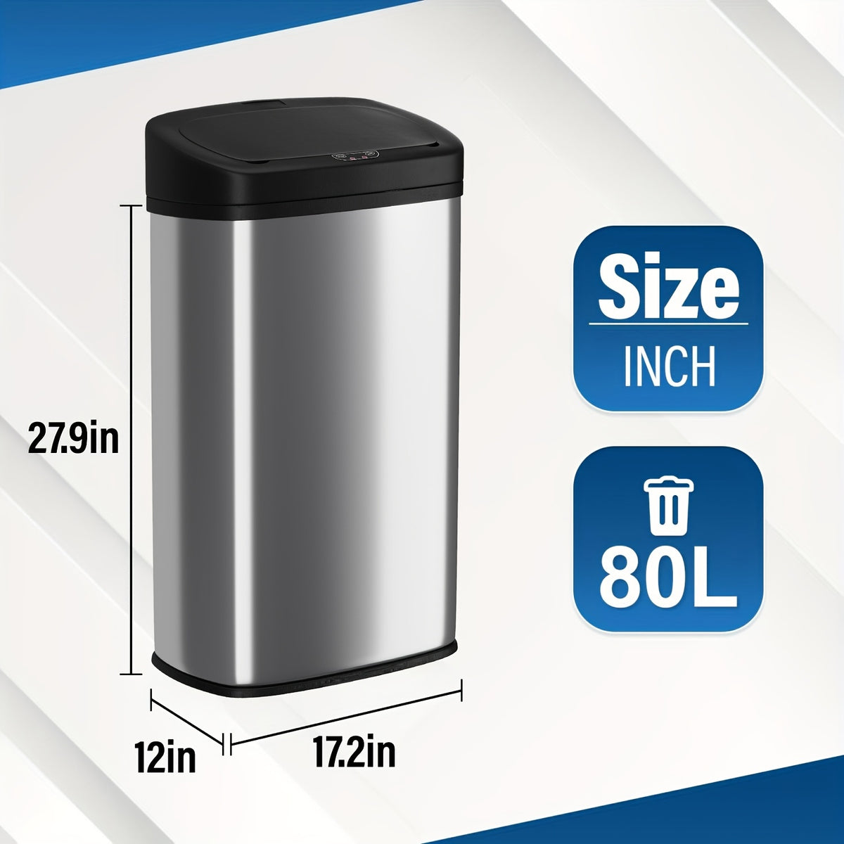 Touchless Motion Sensor Trash Can 13 Gallon Stainless Steel, Automatic Sensor Garbage Can with Lid Anti-Fingerprint Mute Design, 50L Kitchen Waste Bin for Office Bedroom Living Room, Multiple Colors