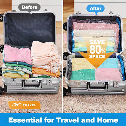 Vacuum Storage Bags 16 Pack with Electric Pump, Space Saver Vacuum Seal Bags for Clothes Bedding Pillows Quilts Blankets, 7 Small 6 Medium 3 Large Compression Bags for Closet Travel Luggage Storage