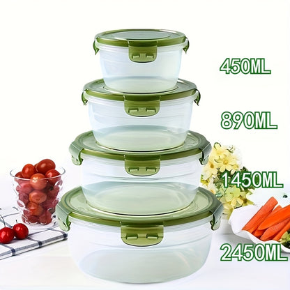 Refrigerator Storage Containers Set 3-4 Piece Large Capacity Airtight Stackable Food Storage Boxes Fresh Keeping Fruit Vegetable Meat Egg Dumpling Kitchen Organizer Purple Green Pink Blue Beige