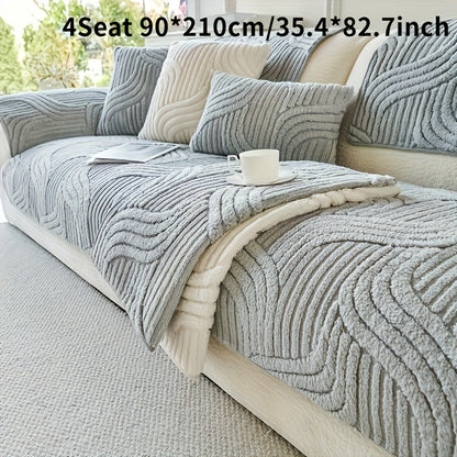 Velvet Plush Sofa Cover Non-Slip Luxury Modern Couch Slipcover – Pet-Proof Breathable Furniture Protector for Living Room Bedroom Office, 2 3 4 Seater