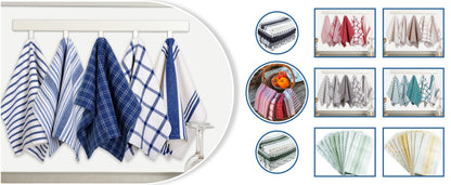 100% Cotton Kitchen Towels 10 Pack – Flat Weave Absorbent Dish Towels in Assorted Colors, Reusable Cloth Towels for Cooking, Cleaning & Drying Hands – Holiday & Everyday Kitchen Essential