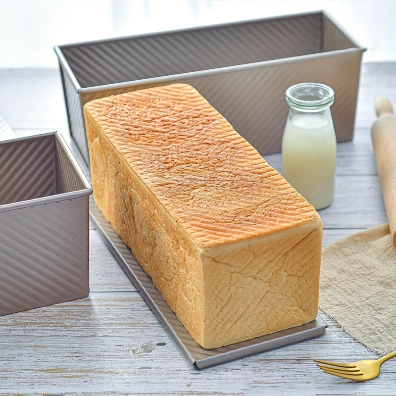 Pullman Loaf Pan with Lid Extra Large 12.3x4.7x4.3 Inch – Sandwich Bread Pan with Vent Holes & Bread Knife, Non-Stick Baking Pan for Square Loaf, 1 or 2 Pack, Gold & Black