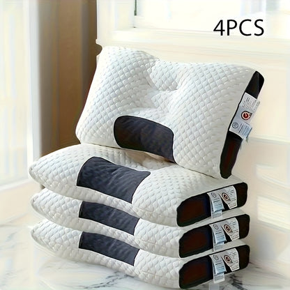 Neck Support Pillow Ergonomic Soft Massage Set of 2 or 4 – Deep Sleep Cervical Pillow with Removable Washable Cover, Shape-Retaining High-Quality Fill for Back Side Stomach Sleepers, Dorm & Home