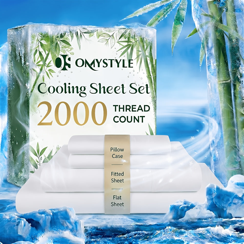 Bamboo Cooling Bed Sheet Set Twin Full Queen King - Breathable Moisture-Wicking Soft Sheets for Hot Sleepers, 4-Piece with Fitted Sheet Flat Sheet Pillowcases, 9 Colors