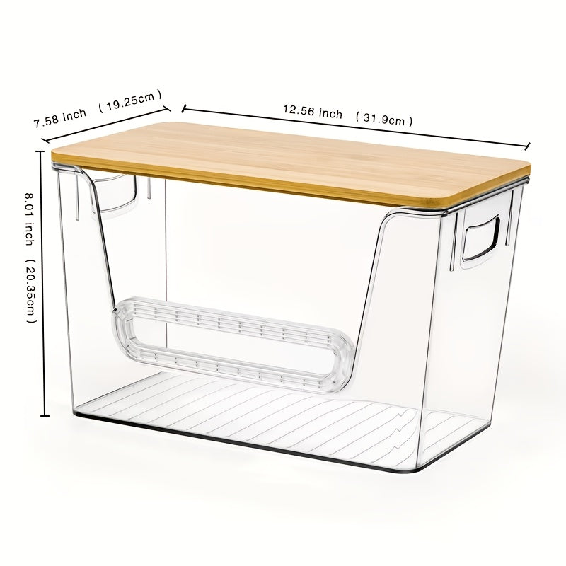 Acrylic Trash Bag Dispenser Stackable with Bamboo Lid, Clear Trash Bag Holder Extra Large, Under Sink Organizer for Kitchen, Laundry Room, Pantry, Holds 13/30/33 Gallon Bags – 1, 2 or 4 Pack