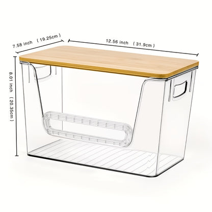 Acrylic Trash Bag Dispenser Stackable with Bamboo Lid, Clear Trash Bag Holder Extra Large, Under Sink Organizer for Kitchen, Laundry Room, Pantry, Holds 13/30/33 Gallon Bags – 1, 2 or 4 Pack