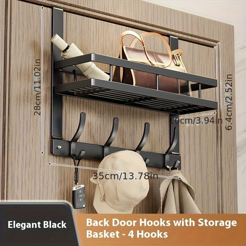 Over the Door Hook Rack - Metal Wall Mounted Coat Hooks for Bedroom Bathroom Kitchen, Space-Saving Door Hanger Organizer with 4 5 6 8 Hooks, Easy Install, Black & Gray Available