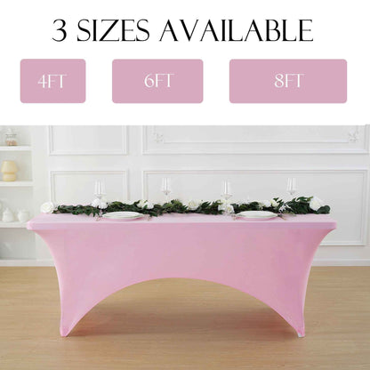 Spandex Tablecloth Fitted Stretch Table Cover 4ft 6ft 8ft - Wrinkle-Free Rectangle Table Cloth for Wedding, Party, Event, Banquet - 2-Pack Multi-Color Options White Black Navy Blue Pink