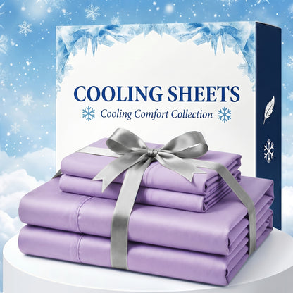Bamboo Fiber Bed Sheet Set – Extra Deep Pocket Cooling Breathable Luxury Hotel Sheets Soft Wrinkle-Resistant Fitted Sheet Flat Sheet & Pillowcases Twin Full Queen King in 12 Colors
