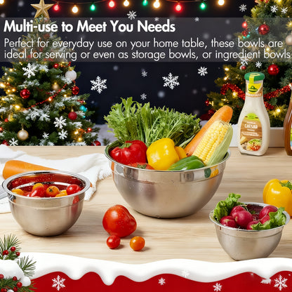 Stainless Steel Mixing Bowls Set with Airtight Lids 30 Piece, 7 Nesting Bowls with Lids and Grater Attachments 23 Kitchen Tools, Dishwasher Safe Mixing Bowl Set for Baking Cooking Serving