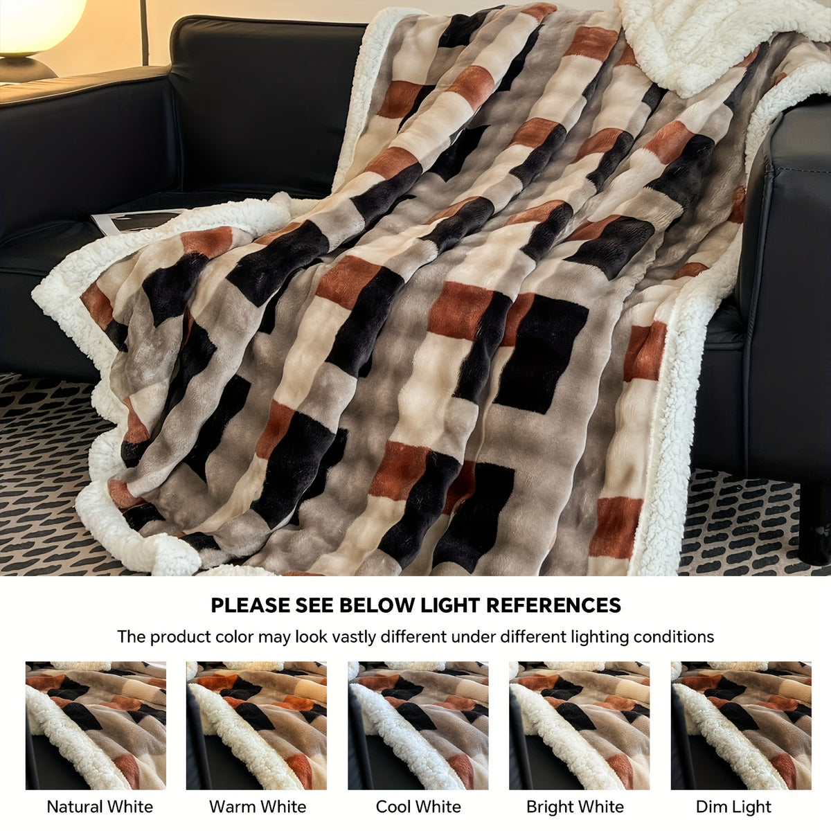 Checkered Pattern Throw Blanket Soft Cozy Fleece Blanket for Bed Sofa Multiple Sizes & Colors Lightweight Warm Blanket for Bedroom Dorm Living Room Home Decor Gift