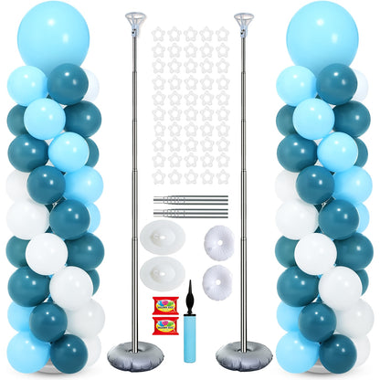 Balloon Column Stand Kit Set of 2 - 7Ft Adjustable Metal Telescopic Pillar Balloon Arch Stand for Birthday Party, Wedding, Graduation, Halloween & Christmas Decorations