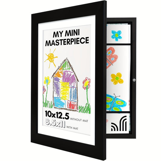 Kids Artwork Frame Front Opening Changeable 8.5x11 Children Art Display Picture Frame for Drawing Crafts Photos Holds 130 Pieces Wood Black White 1 2 4 8 Pack