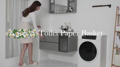 Bamboo Toilet Paper Holder with Lid Foldable, Bathroom Storage Box Organizer Holds 12 Rolls, Toilet Paper Storage Container for Bathroom Counter Cabinet, Black White Gray Mini, Random Color Available