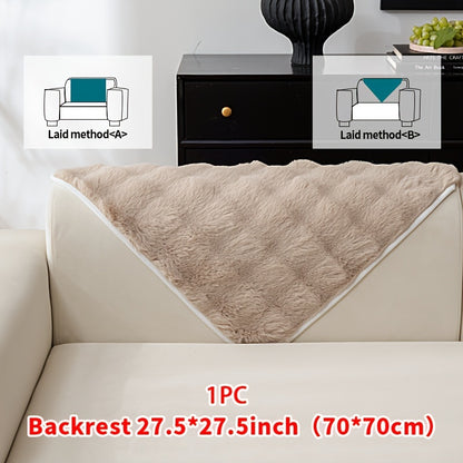 Faux Rabbit Plush Sofa Cover Winter Warm Thickened Anti-Slip Furniture Protector – Soft Pet-Friendly Couch Cover for Living Room Bedroom Office, 4 Colors