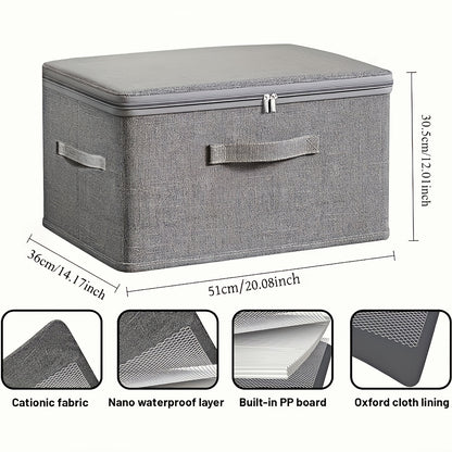 Waterproof Cationic Storage Boxes 4 Pack Extra Large with Dual Zippers & 3 Handles – Foldable Bed Sheet Organizer for Wardrobe Bedroom Closet Clothes Blankets Books