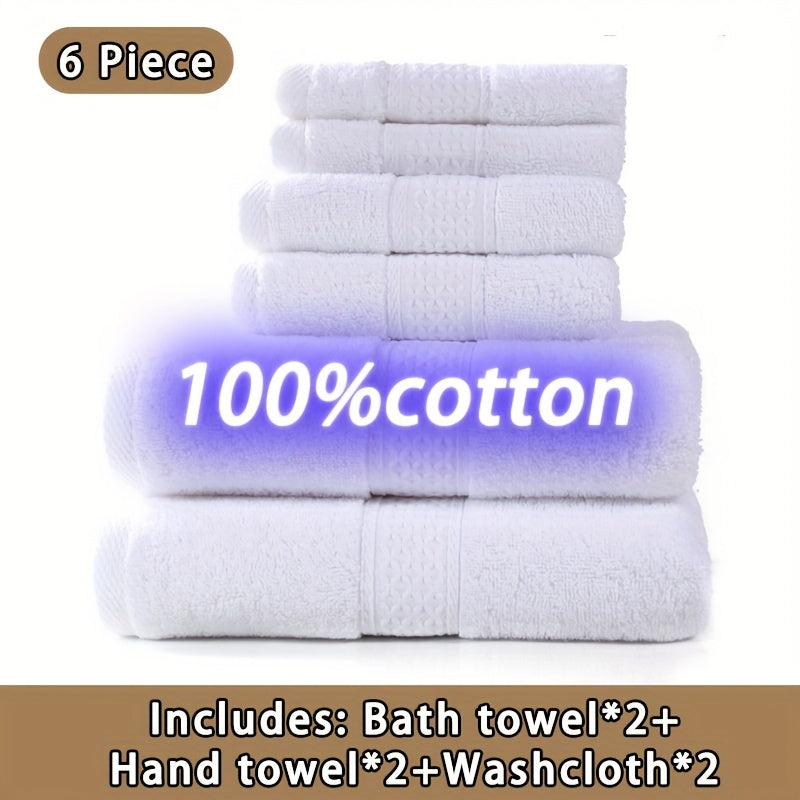 100% Cotton Bath Towel Set 3 or 6 Piece, Ultra Soft Highly Absorbent Knit Towels for Bathroom, Hotel Quality Bath Towels for Home Shower Spa Sauna, 360GSM Thick Towel Set in Grey Blue White