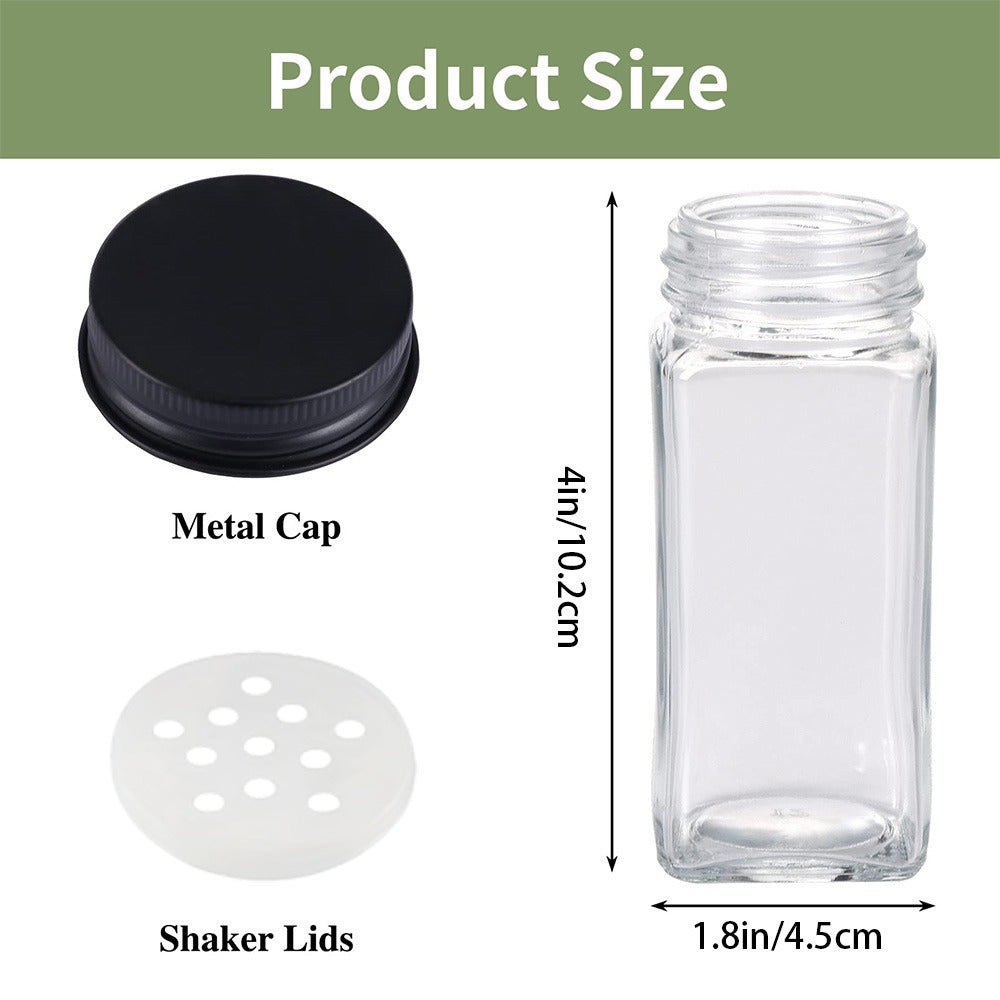 Glass Spice Jars Set with Labels and Shaker Lids, 4oz Square Airtight Seasoning Bottles with Collapsible Funnel Brush and Marker, BPA-Free Kitchen Spice Organizer for Rack Drawer Cabinet, 16/24/36/48 Pack