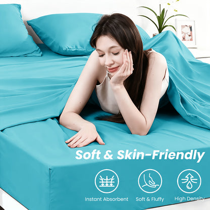 2200TC Bamboo Fiber Bed Sheets Ultra Thick - 18 Inch Deep Pocket, Cooling Breathable Soft Bedding Set, Shrink & Fade Resistant, All Season, Machine Washable, Twin Full Queen King - 14 Colors