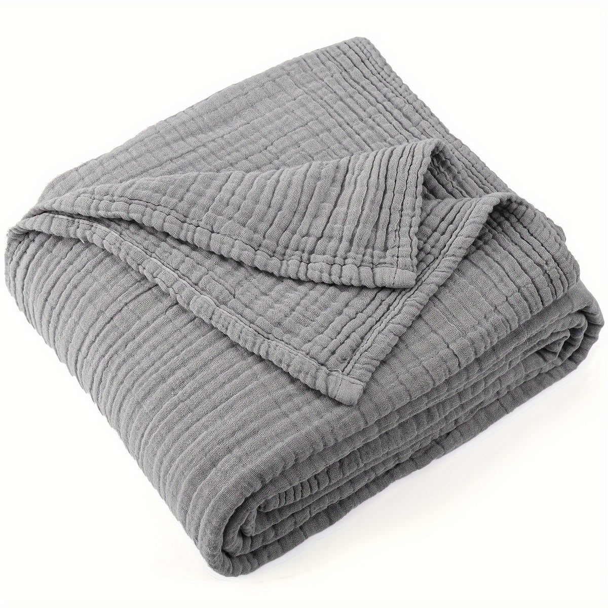 100% Cotton Muslin Blanket 6 Layer Breathable Lightweight Soft Gauze Throw Blanket All Season – Twin Queen King Throw for Couch Bed Sofa Machine Washable Navy Sage Green Lavender Teal Beige White Grey Blue