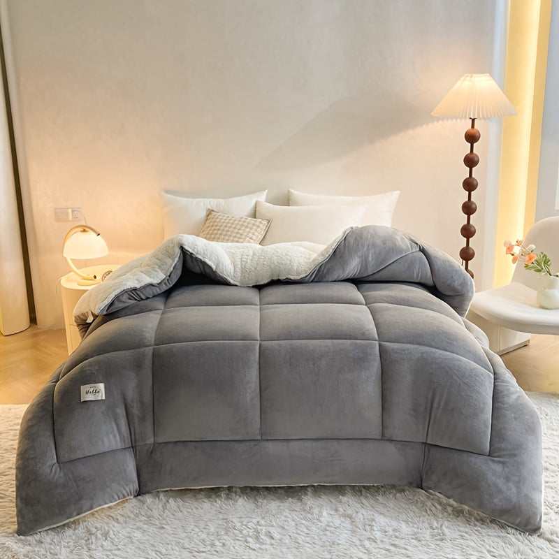 All Season Comforter Thick Soft Quilted Duvet Machine Washable Box Stitch Solid Color – Twin Full Queen King Breathable Warm Bedroom Comforter for Fall Winter Rouge Black Grey Blue Green