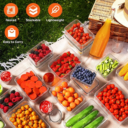 Stackable Plastic Food Storage Containers Set with Lids – 24/40/48 Piece Airtight Leak-Proof Meal Prep Boxes for Pantry, Fridge, Freezer & Kitchen Organization with Labels