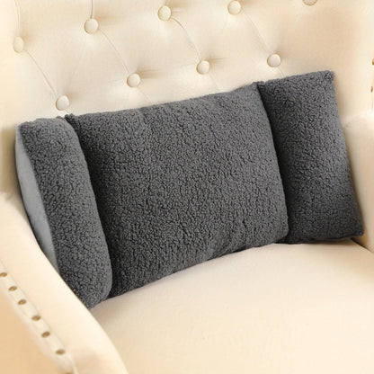 Lumbar Support Pillow for Office Chair - 3-Level Adjustable Backrest Cushion with Knot Design, Soft Polyester Fiber Waist Pillow for Desk Chair Sofa Car, Washable, Dark Gray Coffee Gray Blue Tan