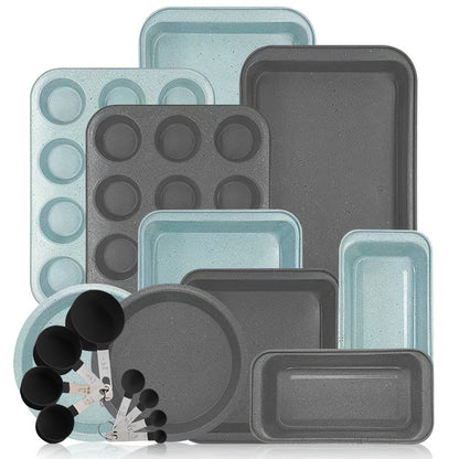 Nonstick Bakeware Set with Baking Pans – Oven-Safe Baking Sheets, Cake Pan, Muffin Pan, Loaf Pan, Roast Pan & Cookie Sheet – Complete Kitchen Baking Supplies with Rack, Whisks & Spatulas (2–24pcs)