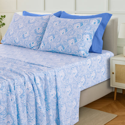 Deep Pocket Fitted Sheet Set 4-Piece Microfiber Soft Brushed Polyester Wrinkle Free Bed Sheets 10 Colors Twin Full Queen King California King