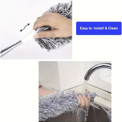 Ceiling Duster Mop Adjustable Bendable Microfiber Washable Reusable Cleaning Tool for High Ceilings Fans Furniture Cars - Extendable Long Handle Cobweb Duster for Home