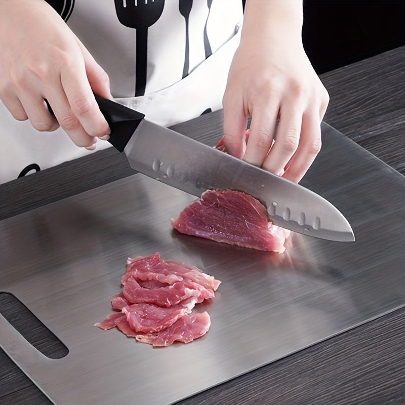 Metal Cutting Board Set 3 Pieces, Stainless Steel Chopping Board Dual-Sided for Kitchen, Portable Non-Slip Cutting Boards for Meat Vegetables Bread Fruit, Easy Clean Dishwasher Safe Kitchen Boards