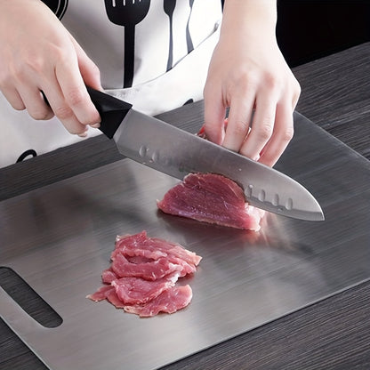 Metal Cutting Board Set 3 Pieces, Stainless Steel Chopping Board Dual-Sided for Kitchen, Portable Non-Slip Cutting Boards for Meat Vegetables Bread Fruit, Easy Clean Dishwasher Safe Kitchen Boards