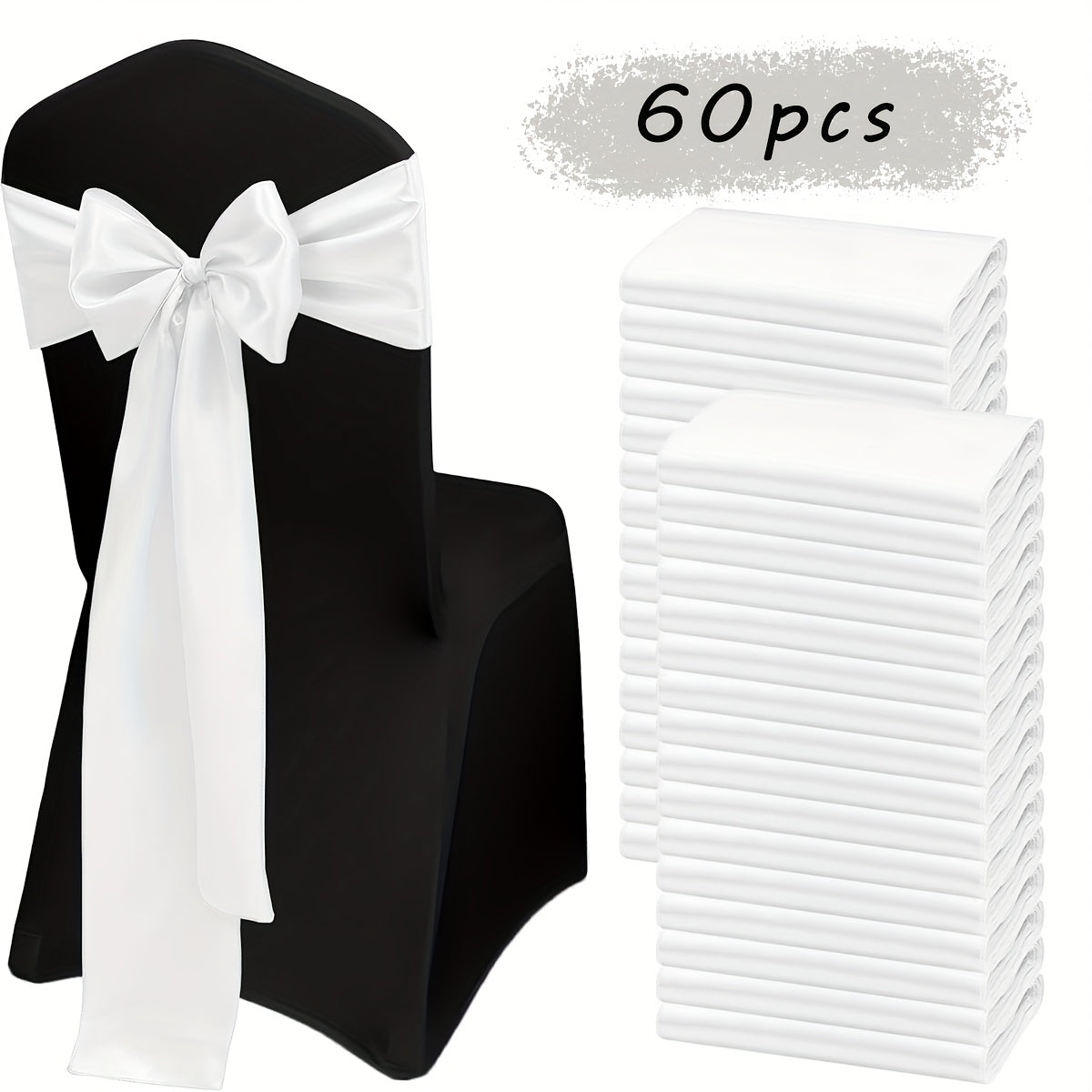 Satin Chair Sashes 60pcs 7x108 Inch Wedding Bow Decorations for Wedding Banquet Party Christmas Thanksgiving Graduation Outdoor Events - 18 Colors