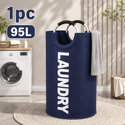 Large Foldable Laundry Basket Waterproof with Padded Handles – Freestanding Dirty Clothes Hamper for Bathroom Bedroom Home, 1pc or 2pcs Multi-Color Options