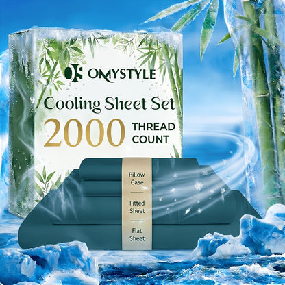 Bamboo Cooling Bed Sheet Set Twin Full Queen King - Breathable Moisture-Wicking Soft Sheets for Hot Sleepers, 4-Piece with Fitted Sheet Flat Sheet Pillowcases, 9 Colors