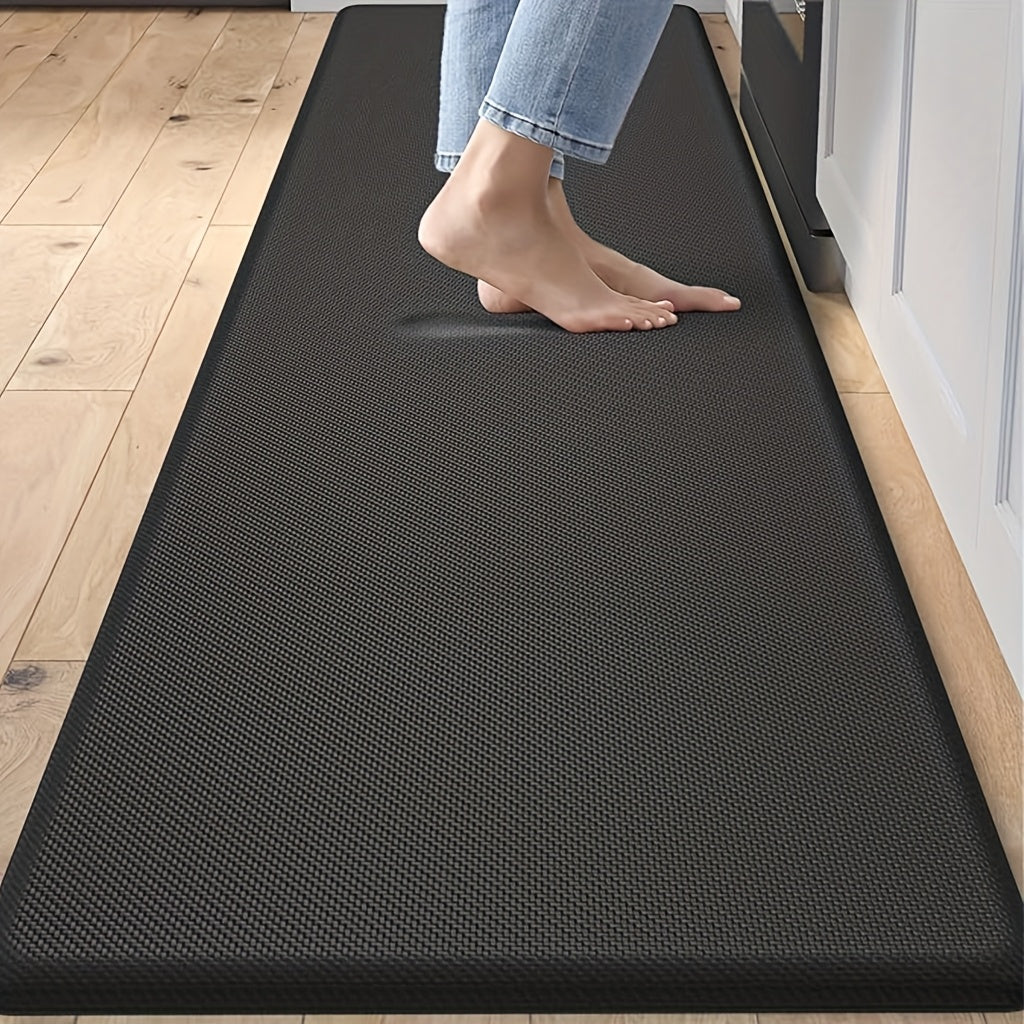 Cushioned Kitchen Mat Set of 2 Non-Slip Anti-Fatigue Rug – Heavy Duty PVC Ergonomic Comfort Foam Floor Mat for Kitchen, Sink, Office & Laundry Room, Black
