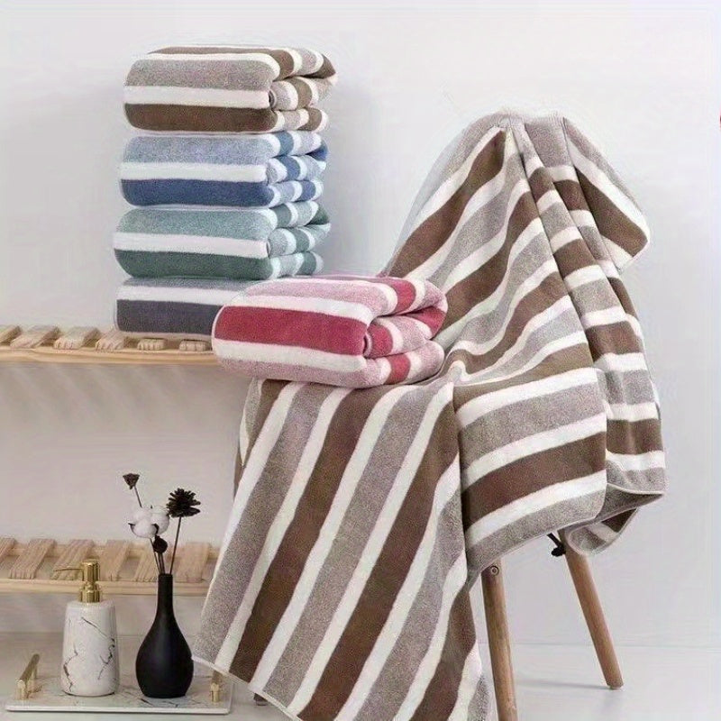 Bath Towel Set 8pcs Hotel Quality – Lint-Free Super Absorbent Soft Striped Towels, 2 Bath Towels + 2 Hand Towels + 4 Washcloths, Five-Star Hotel Standard Bathroom Towel Set, 9 Colors Available