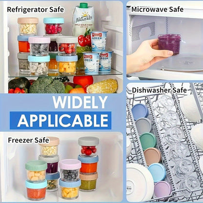 Glass Food Storage Jars with Lids 4oz – Microwave Dishwasher Freezer Safe Pickling Jars for Jelly, Jam, Honey & Spice, Dessert Cup & Ice Cream Bowl, 6-Pack & 10-Pack