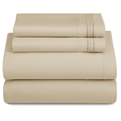 Soft Microfiber Bed Sheet Set 4-Piece 1800 Series 16 Inch Deep Pocket Hotel Luxury Cooling Sheets with Embroidered Pillowcases, Fade & Shrink Resistant, Twin to Cal King, 20 Colors