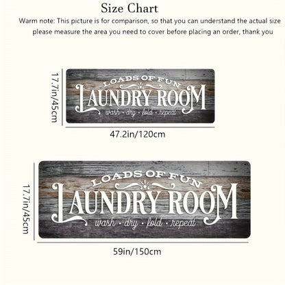 Non-Slip Laundry Room Mat Heavy Duty Washable Runner Rug with Rubber Backing Wood Grain Design for Laundry Room Kitchen Bathroom – Dark Brown Gray Rustic Style Durable Floor Carpet