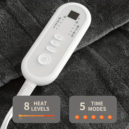 Heated Blanket Electric Flannel with 8 Heat Settings & 10-Hour Auto Off Timer, PTC NTC Dual Overheat Protection, Machine Washable Electric Blanket Throw Twin Full Queen King for Bed Couch Sofa