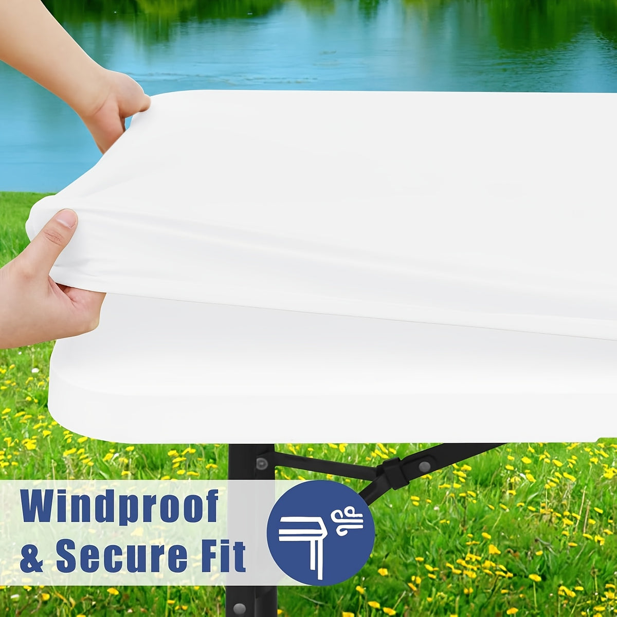 Stretchable Table Covers 6Ft Elastic Spandex Tablecloth Rectangle Washable Polyester Protector for Parties Picnics Weddings Camping Indoor Outdoor