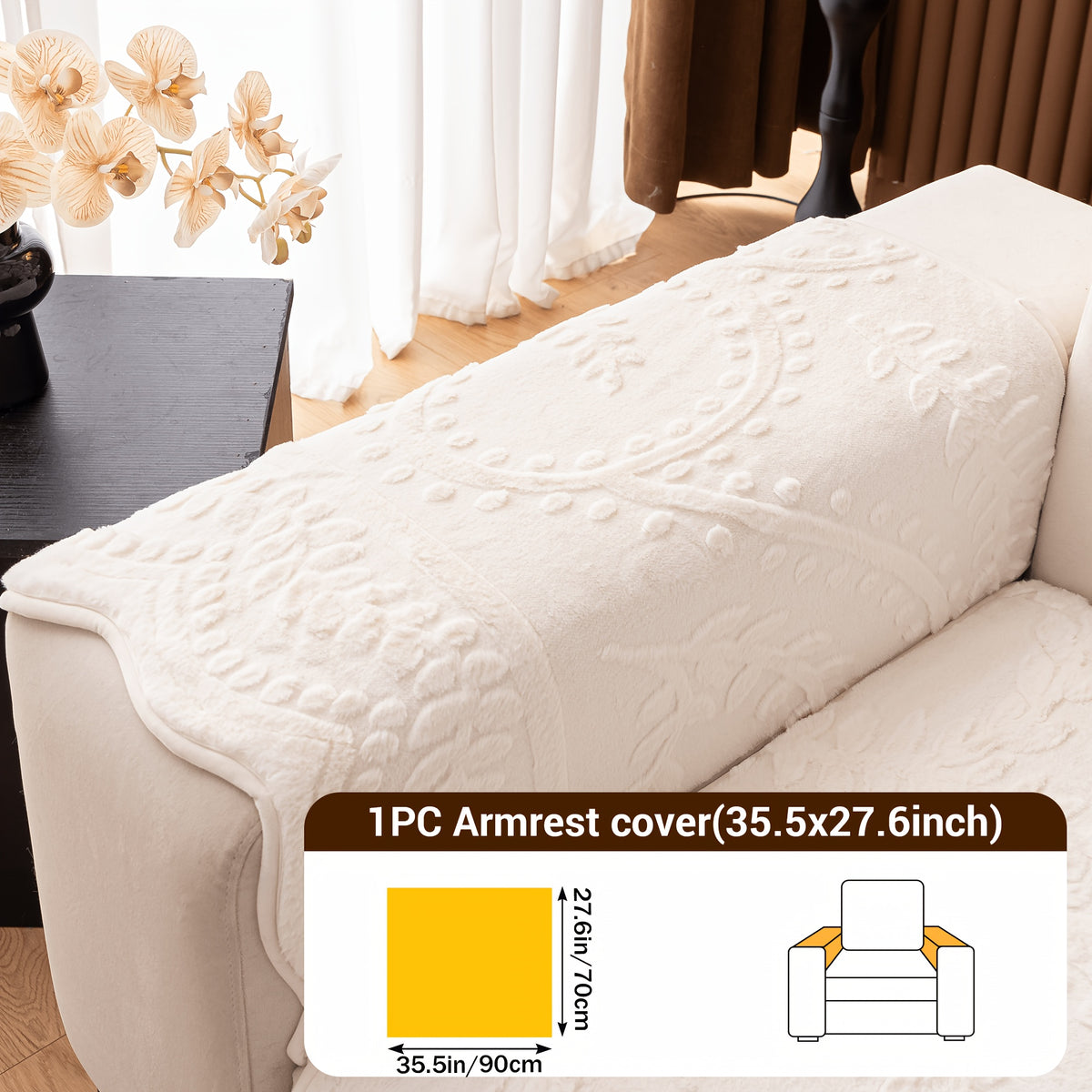 Faux Rabbit Fur Sofa Cover Plush Quilted Non-Slip Machine Washable Couch Protector for Pets – Fits 1 2 3 4 Seater Sofa, Sectional, Loveseat | Bedroom Living Room Office | Home Viaco