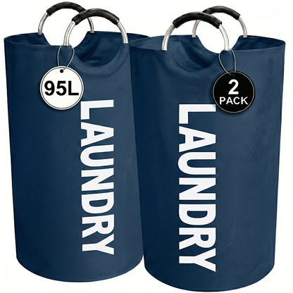 Large Laundry Basket Set of 2, Foldable 25.1 Gallon Elevated Hamper with Half Ring Handle – Collapsible Clothes Hamper for Bedroom, Bathroom & Dorm, Multiple Colors, Sturdy & Space-Saving Design